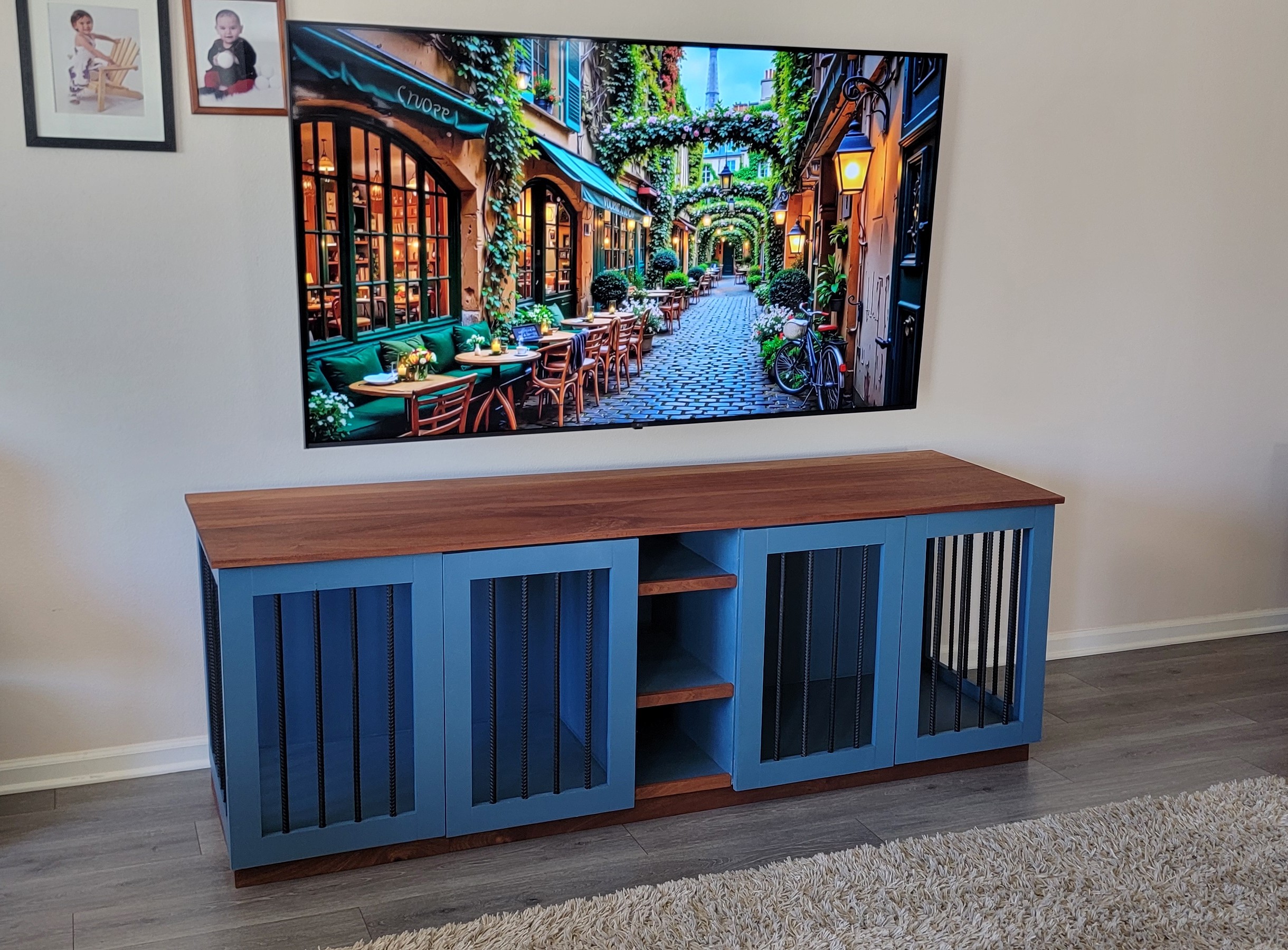 Custom TV Console with Built-In Dog Crate